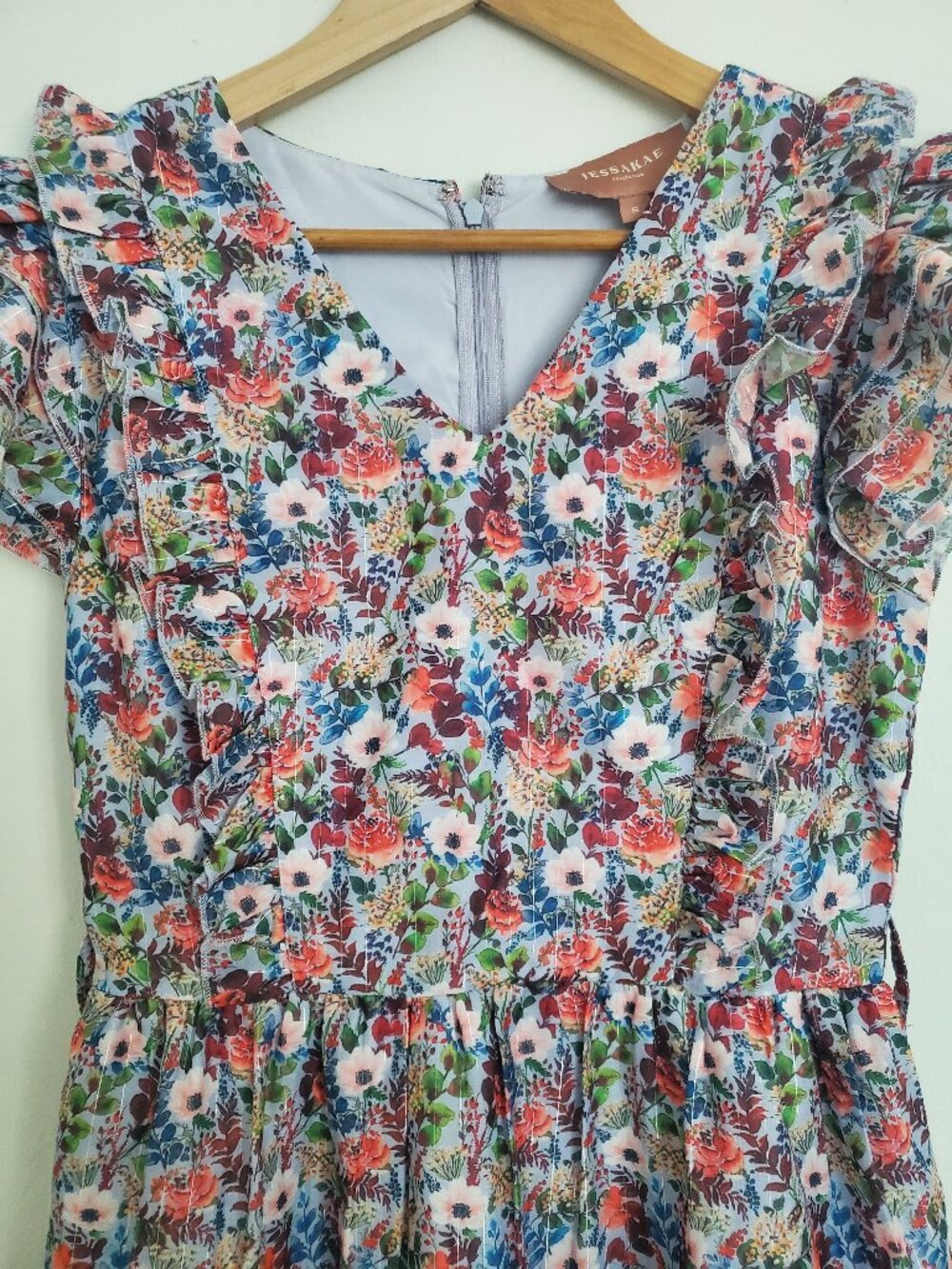 JessaKae Dress Floral Full Bloom Tiered Belted Mini Garden Tea Party SIZE SMALL - Picture 9 of 15